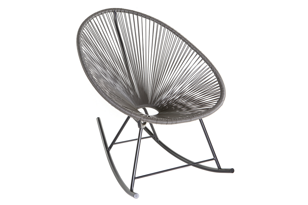 Sedia a dondolo in fili di resina Grigio BELLAVISTA