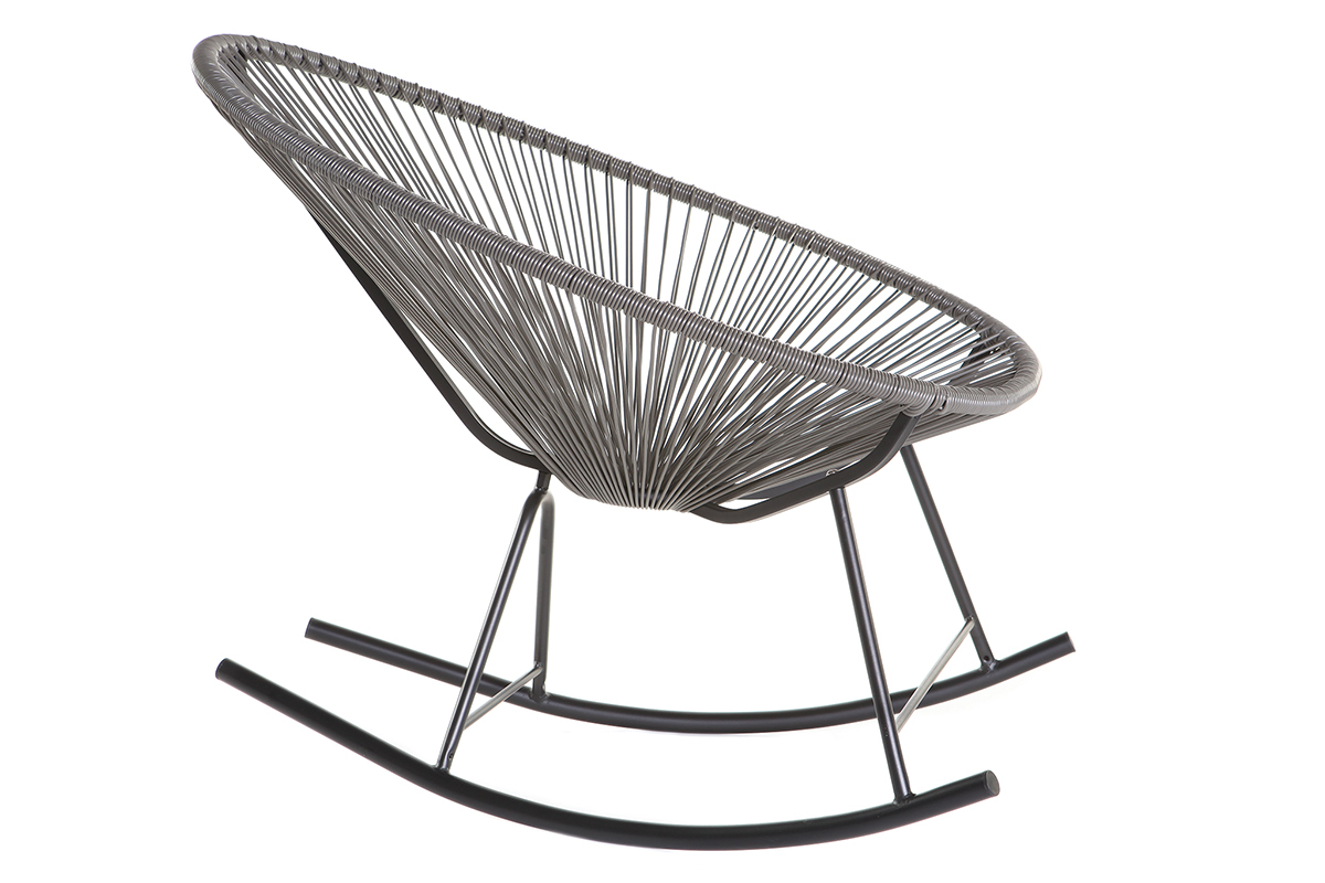 Sedia a dondolo in fili di resina Grigio BELLAVISTA