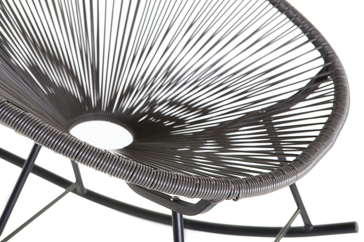 Sedia a dondolo in fili di resina Grigio BELLAVISTA