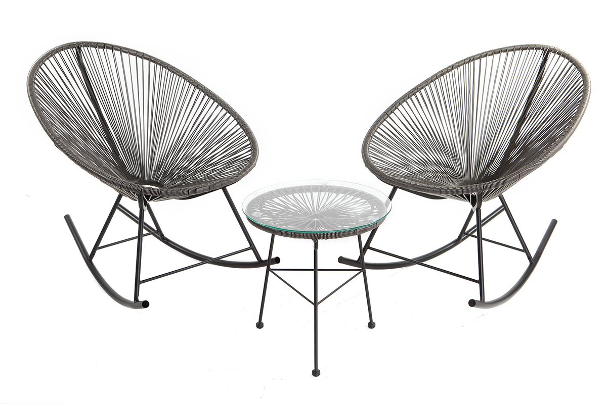 Sedia a dondolo in fili di resina Grigio BELLAVISTA