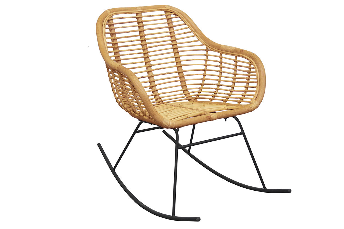 Sedia a dondolo in rattan naturale MALACCA