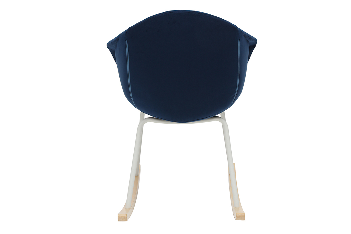 Sedia a dondolo in tessuto blu scuro e metallo bianco SWING
