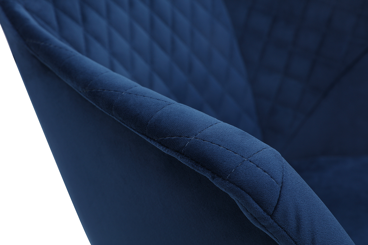 Sedia a dondolo in tessuto blu scuro e metallo bianco SWING