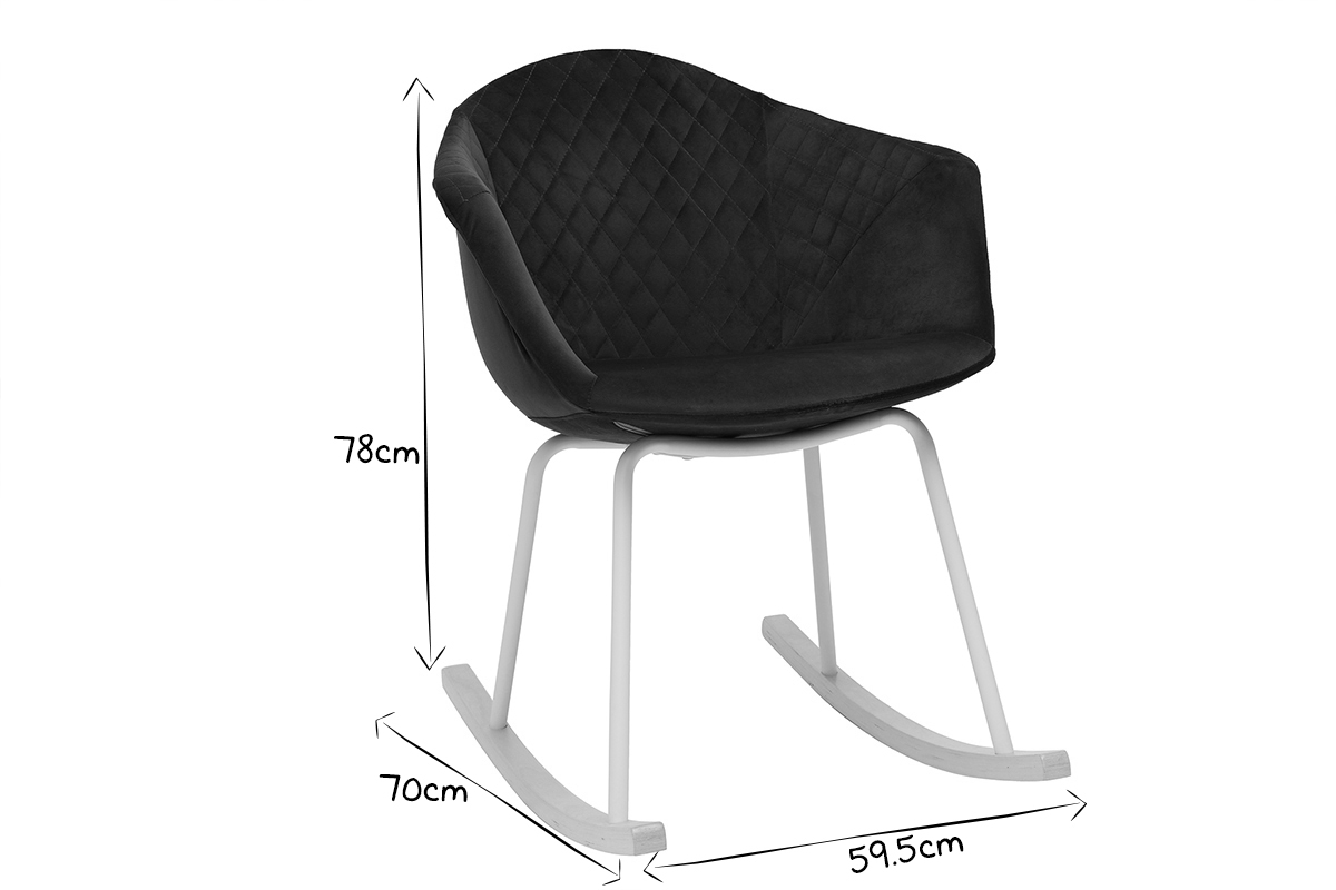 Sedia a dondolo in tessuto blu scuro e metallo bianco SWING