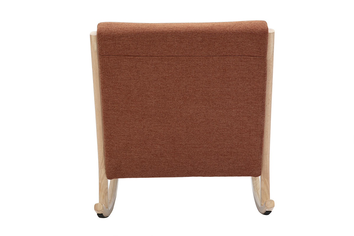 Sedia a dondolo scandinava in tessuto effetto velluto color bruciato e legno massello chiaro DERRY