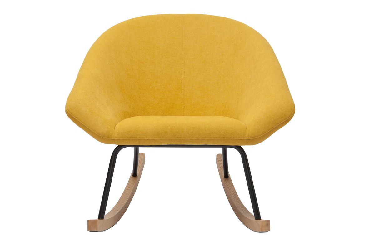 Sedia a dondolo tessuto effetto velluto giallo senape KOK