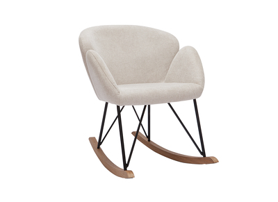 Sedia a dondolo tessuto effetto velluto testurizzato beige RHAPSODY