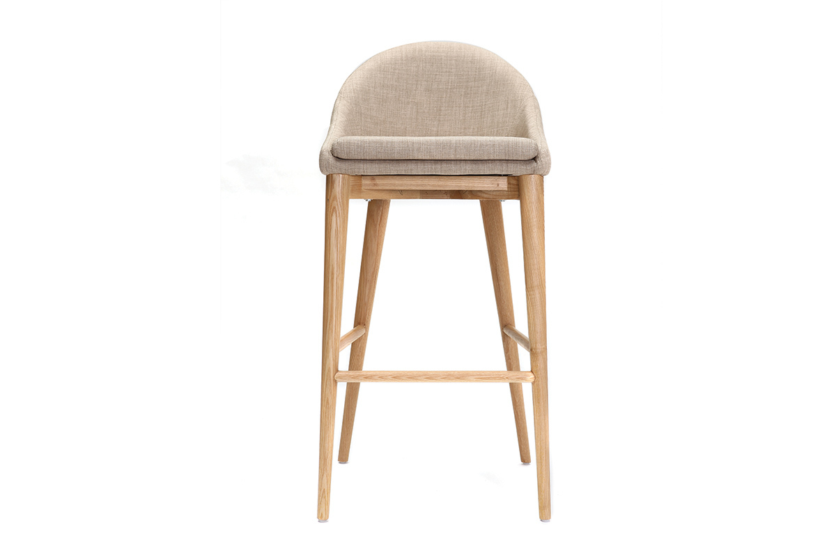 Sedia alta design legno poliestere beige SHANA 75 cm
