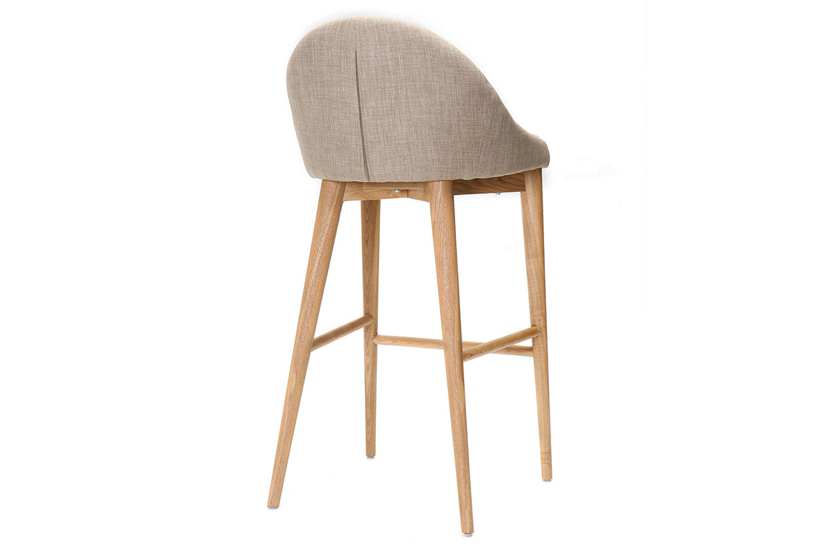 Sedia alta design legno poliestere beige SHANA 75 cm