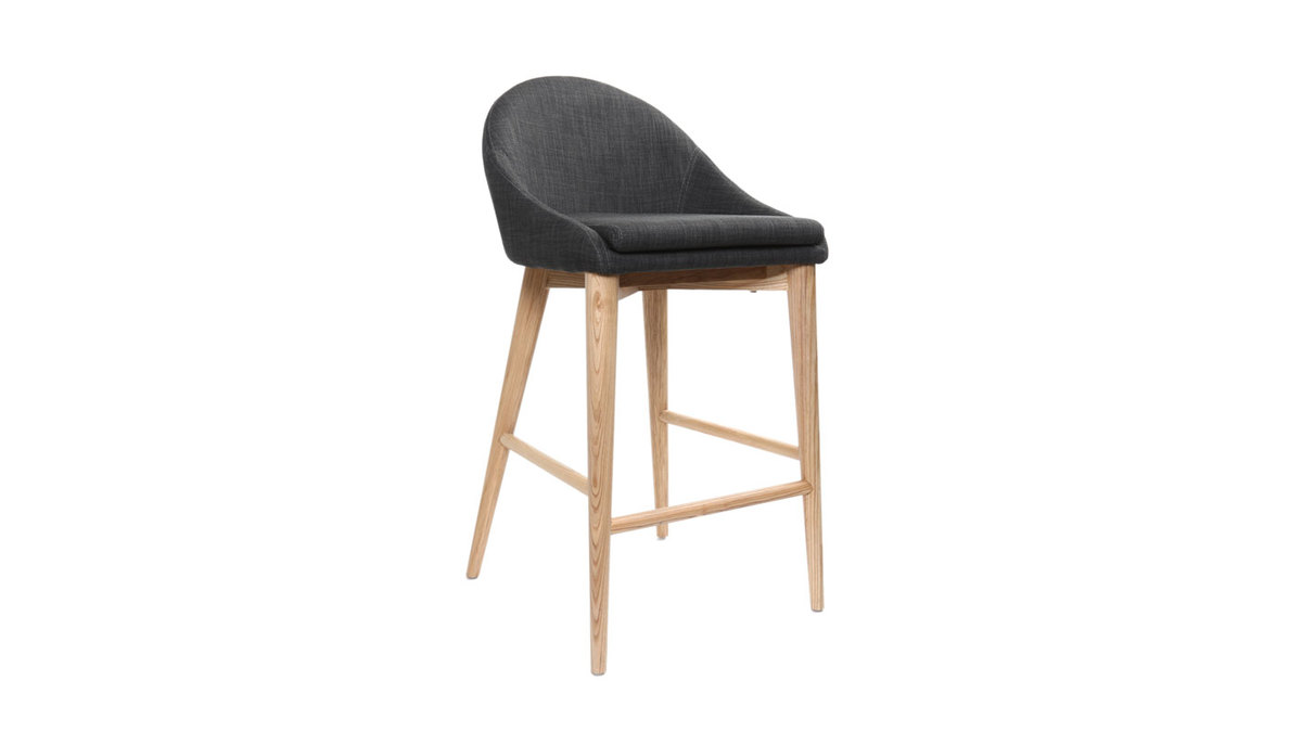 Sedia alta design legno poliestere grigio antracite DALIA