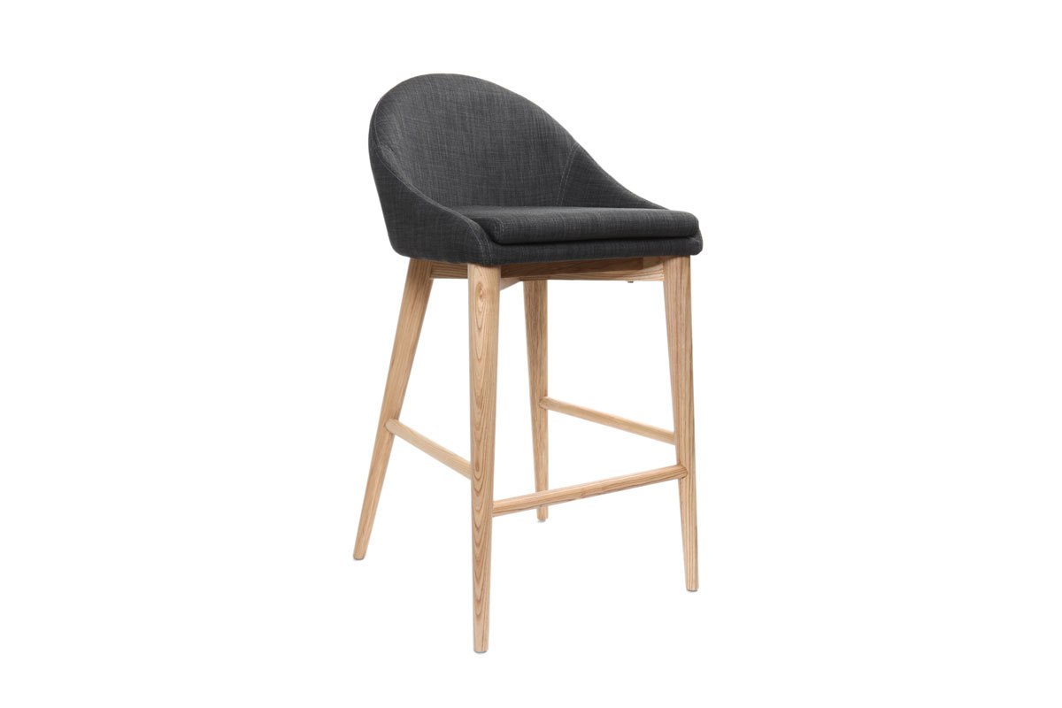 Sedia alta design legno poliestere grigio antracite DALIA