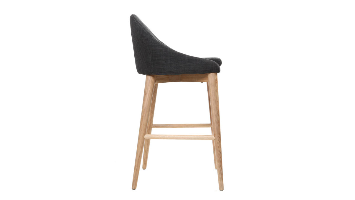 Sedia alta design legno poliestere grigio antracite DALIA