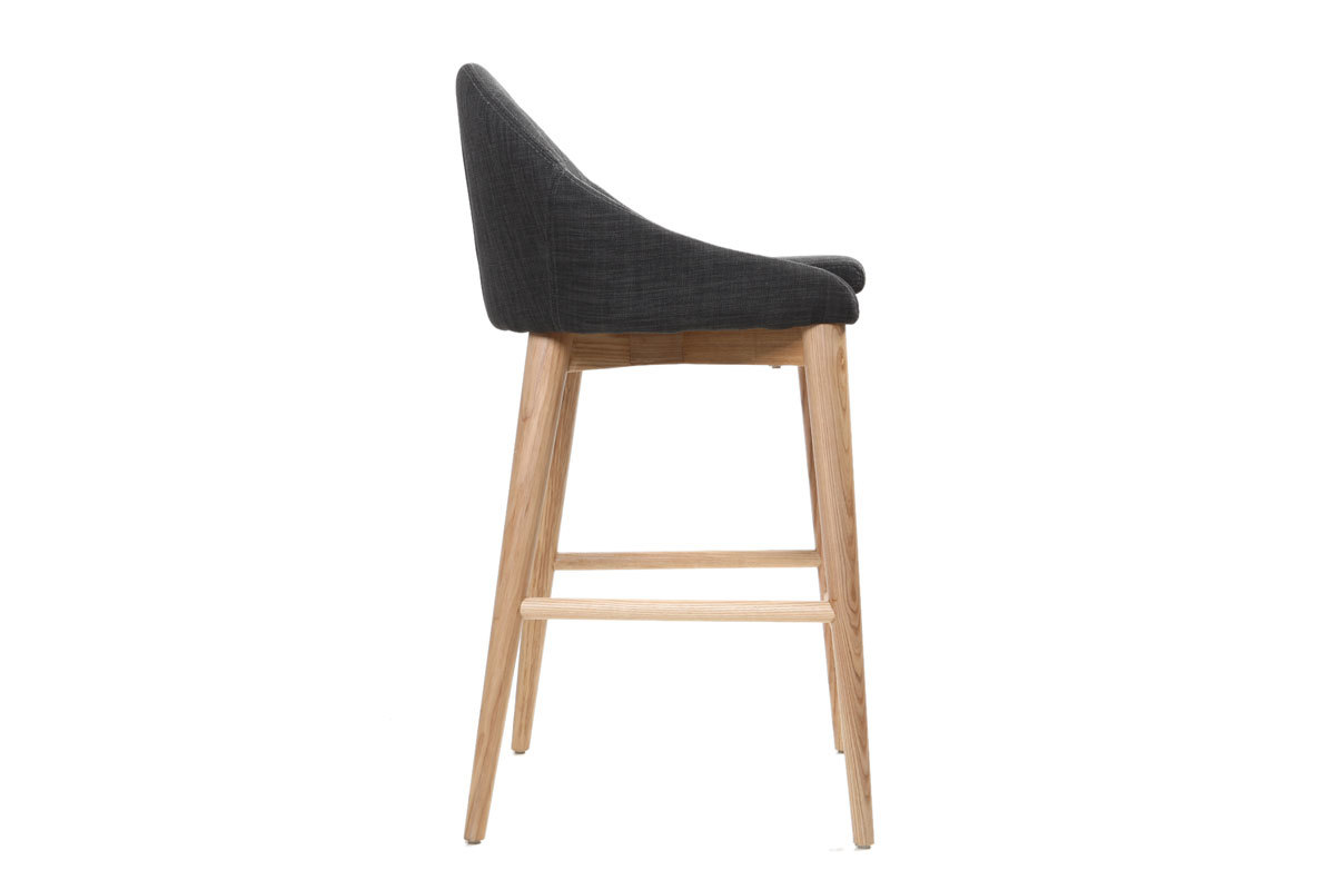 Sedia alta design legno poliestere grigio antracite DALIA