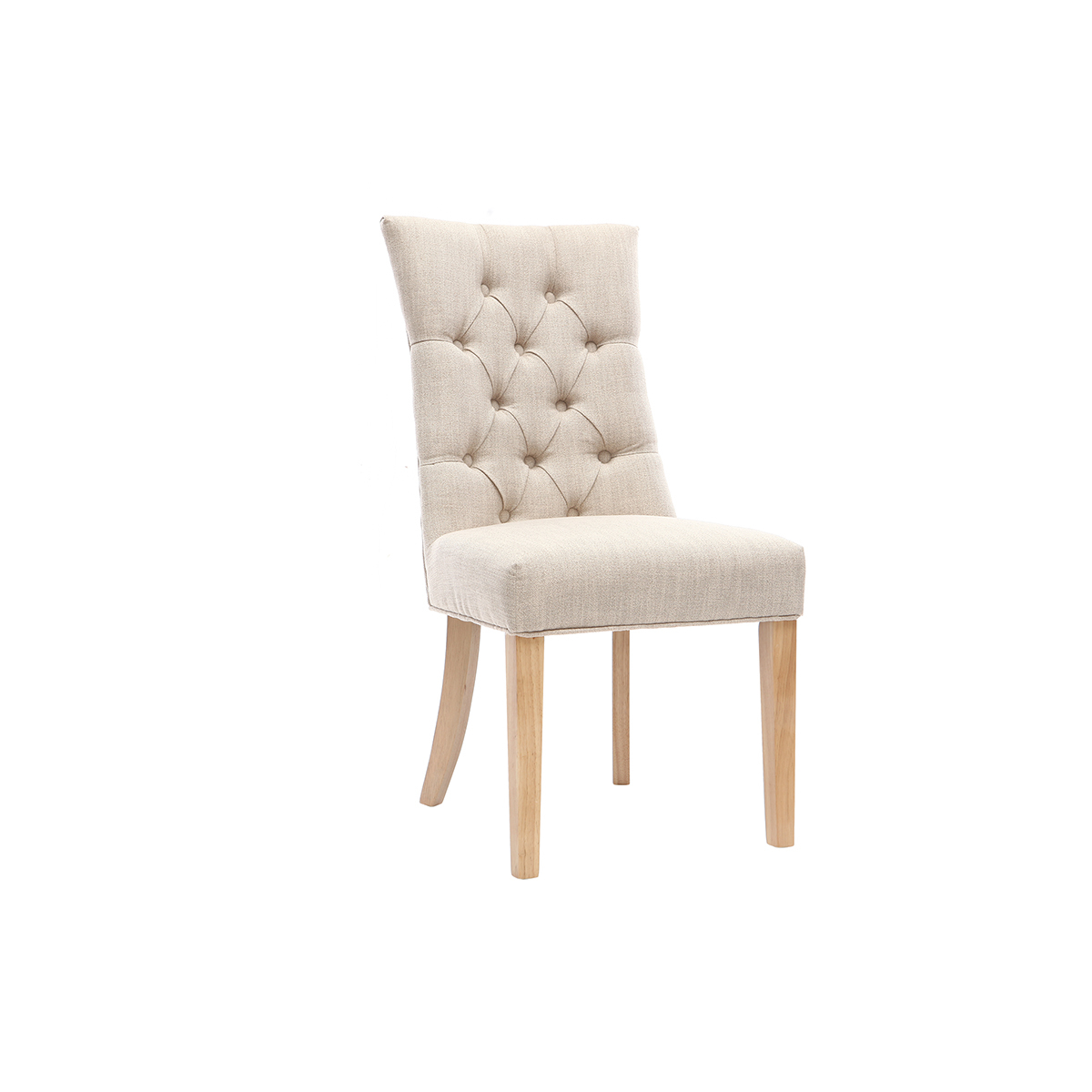 Sedia classica in tessuto naturale con piedi in legno chiaro VOLTAIRE