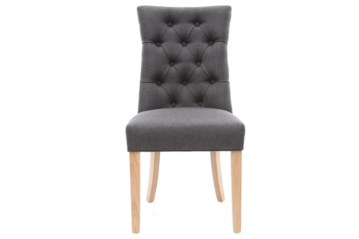 Sedia classica in tessuto naturale con piedi in legno chiaro VOLTAIRE