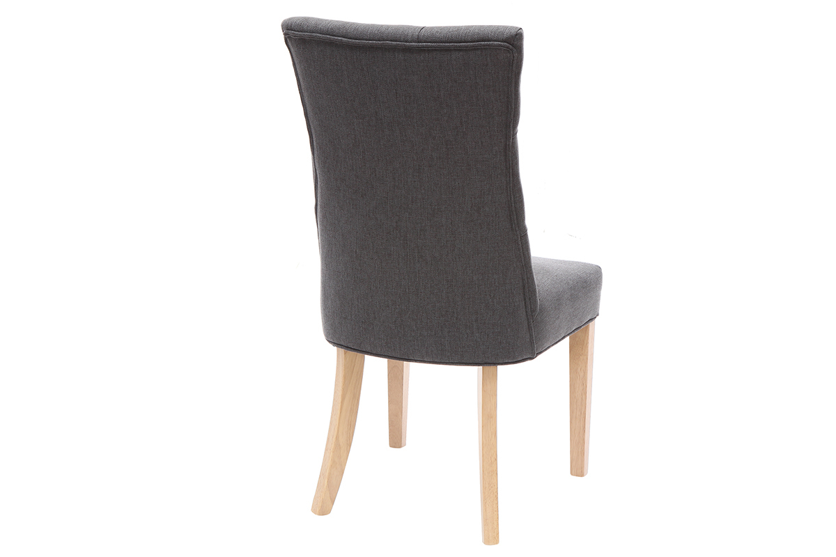 Sedia classica in tessuto naturale con piedi in legno chiaro VOLTAIRE