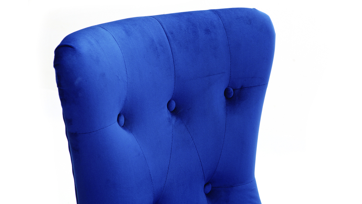 Sedia classica in velluto, colore: Blu scuro, piedi legno chiaro, modello: GUSTAVE