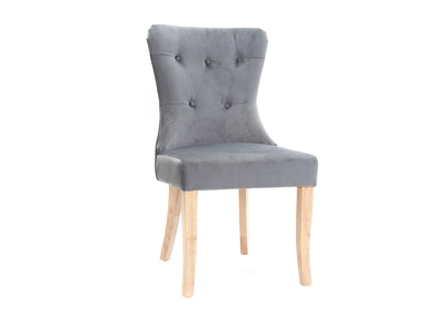 Sedia classica, in velluto, colore: Grigio scuro, con piedi legno chiaro, modello: GUSTAVE