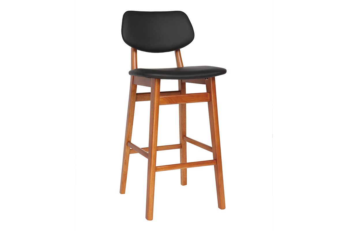Sedia da bar design in legno di noce Nero 65 cm NORDECO