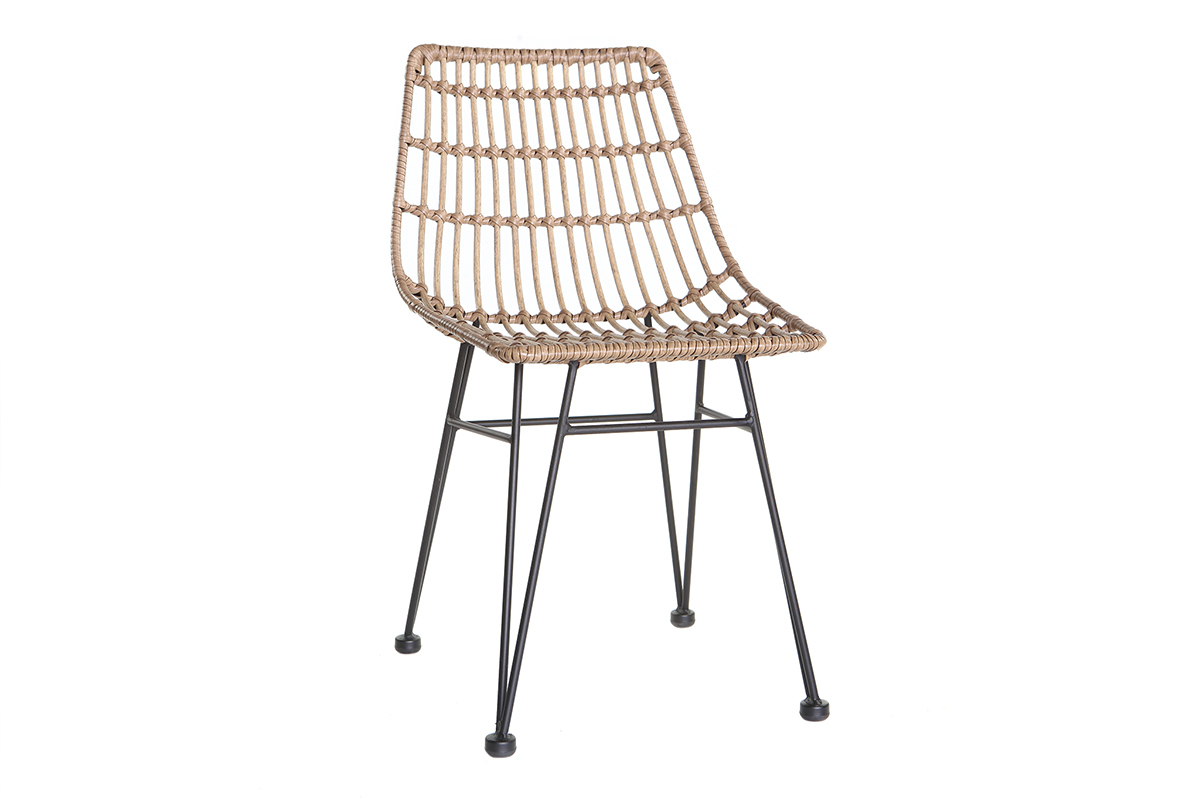 Sedia da giardino in fili di resina stile giunco MAJA
