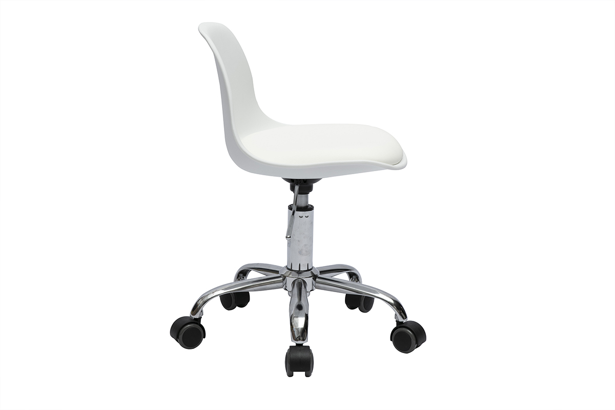Sedia da ufficio bianca per bambini con ruote STEEVY