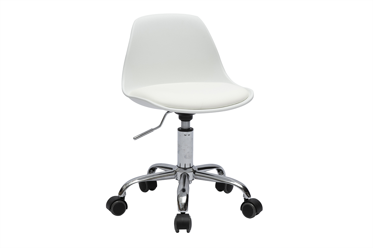 Sedia da ufficio bianca per bambini con ruote STEEVY