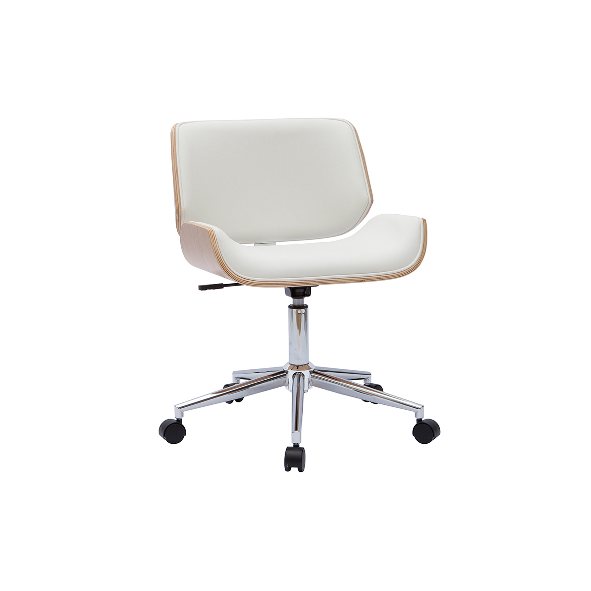 Sedia da ufficio bianco e legno chiaro RUBBENS