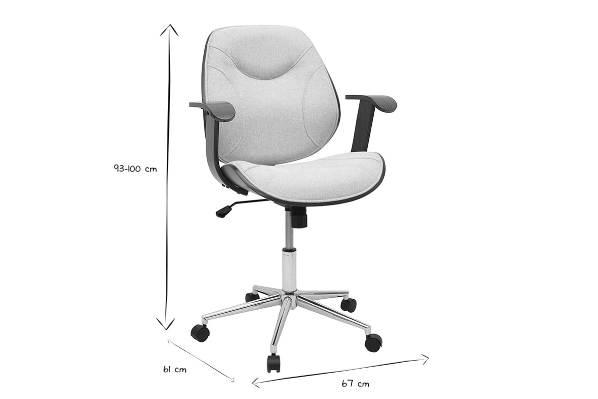 Sedia da ufficio girevole Yorke, dimensioni 93-100 cm altezza, 61 cm profondit�, 67 cm larghezza, nero e bianco.