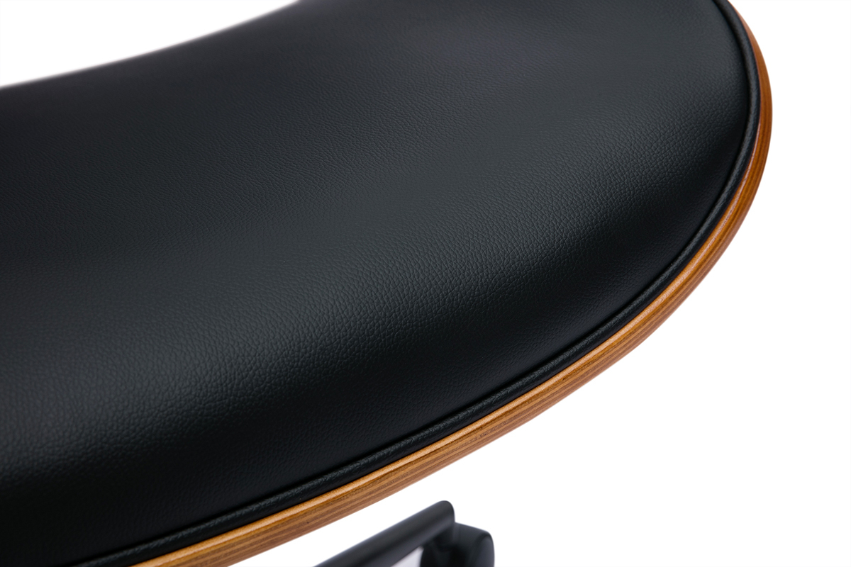 Sedia da ufficio con rotelle design nero, legno noce scuro e metallo nero MALMO