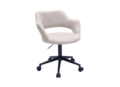 Sedia da ufficio con ruote design in tessuto effetto velluto beige e metallo nero JESSY