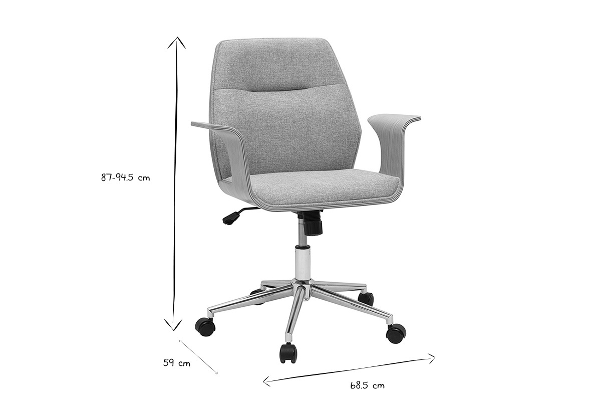 Sedia da ufficio in tessuto con dimensioni 87-94,5 cm di altezza, 68,5 cm di larghezza, 59 cm di profondit�, nero e bianco.