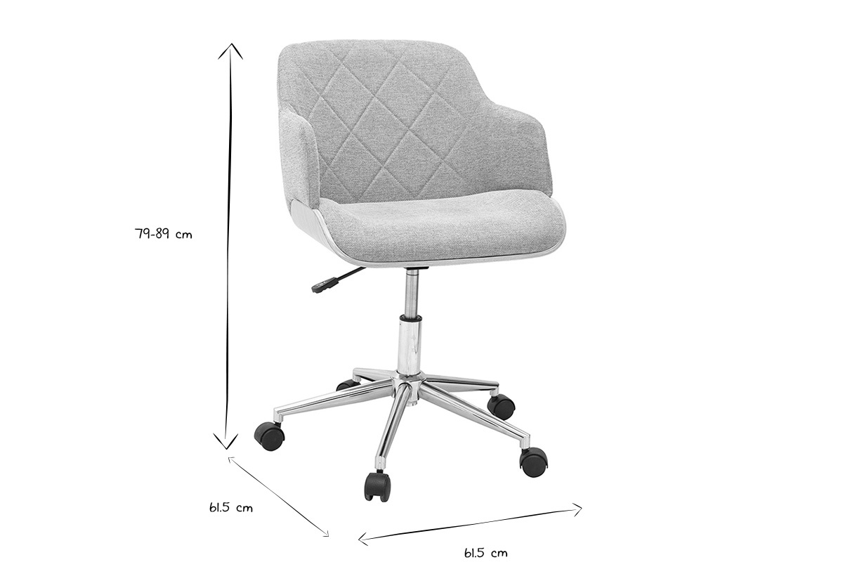 Dimensioni della sedia da ufficio SANDRO in nero e bianco: altezza 79-89 cm, larghezza 61,5 cm.