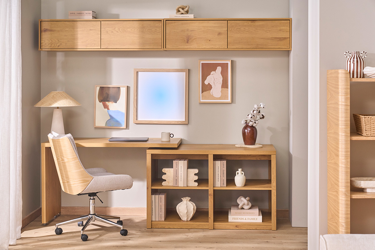 Sedia da ufficio con ruote in tessuto effetto velluto beige e metallo cromato BLAISE