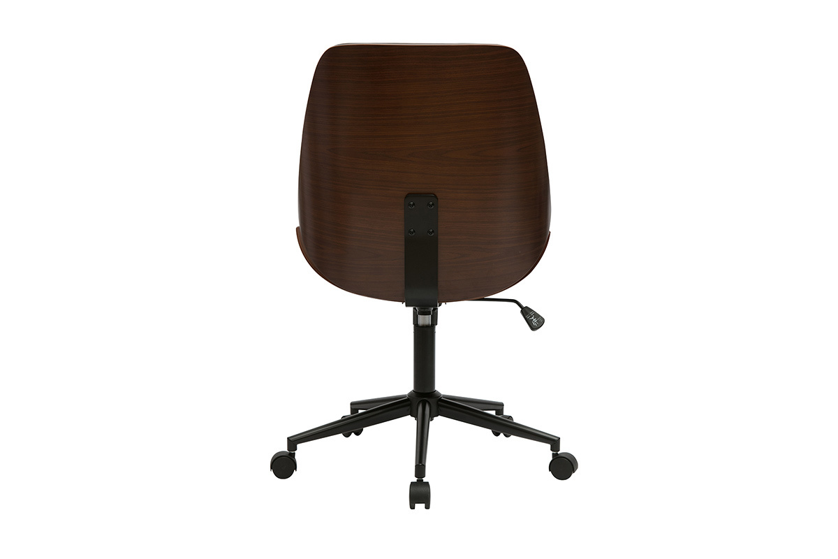 Sedia da ufficio con ruote nera e legno scuro DOUGLAS