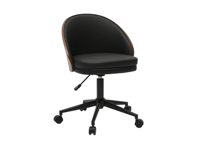 Sedia da ufficio con ruote nera, legno scuro e metallo TUCSON