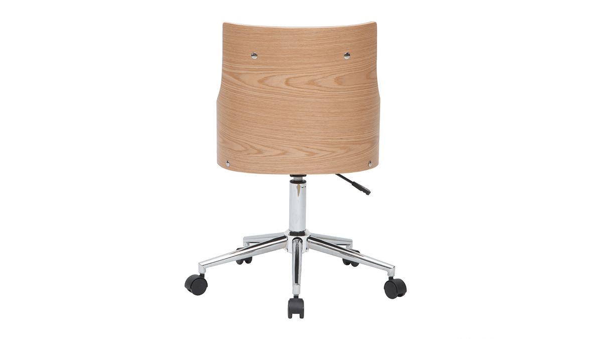 Sedia da ufficio design Bianco e legno chiaro con cuscino integrato MAYOL