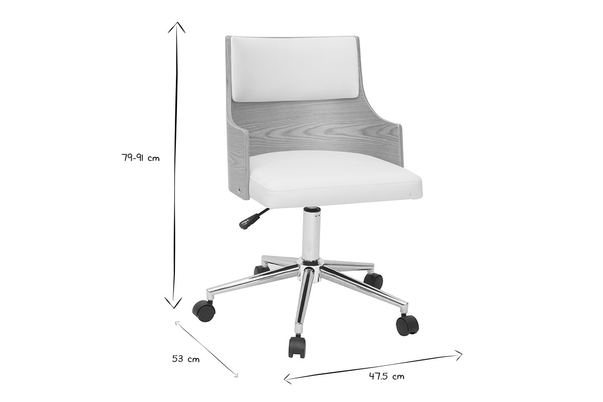 Sedia da ufficio design Bianco e legno chiaro con cuscino integrato MAYOL