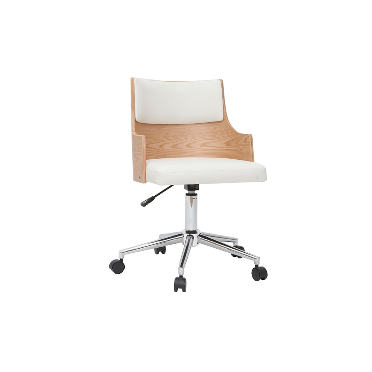 Sedia da ufficio design Bianco e legno chiaro con cuscino integrato MAYOL