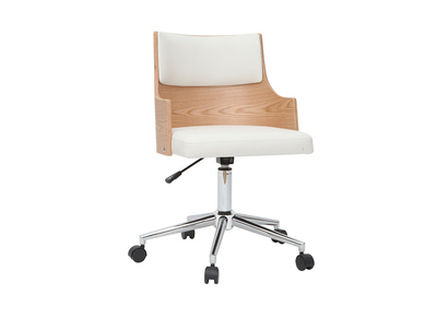 Sedia da ufficio design Bianco e legno chiaro con cuscino integrato MAYOL