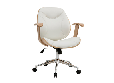 Sedia da ufficio design bianco e legno chiaro YORKE