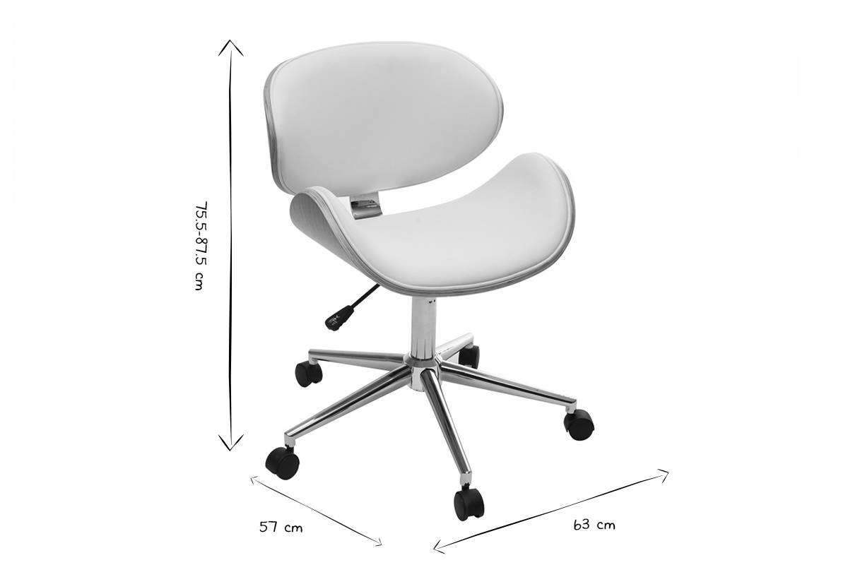 Sedia da ufficio design colore bianco e legno chiaro WALNUT