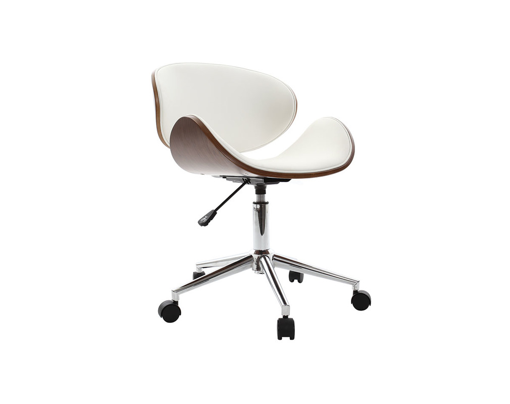 Sedia da ufficio design colore bianco e legno WALNUT - Miliboo