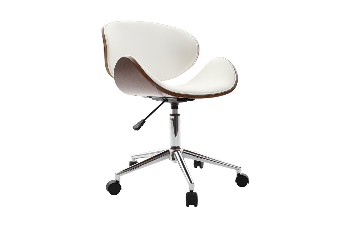 Sedia da ufficio design colore bianco e legno WALNUT