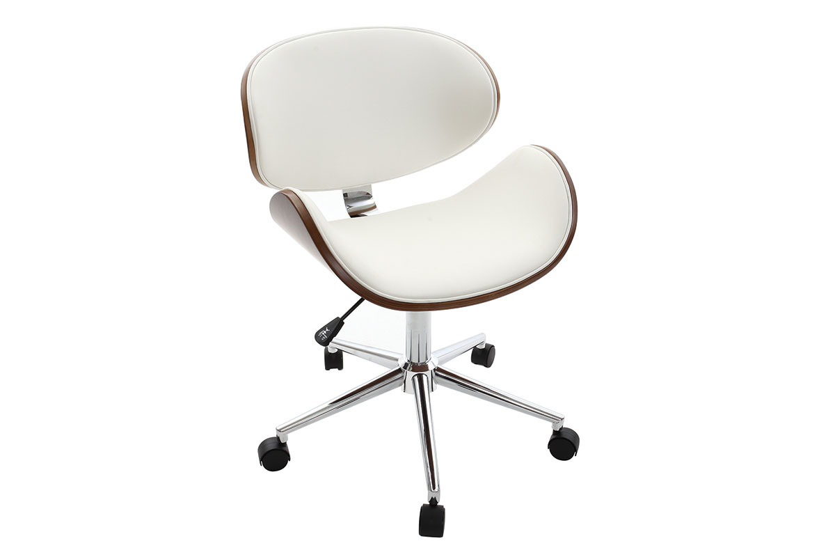 Sedia da ufficio design colore bianco e legno WALNUT