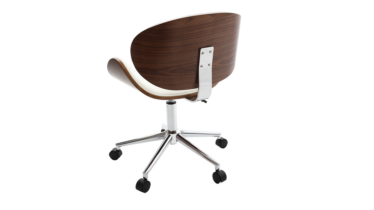 Sedia da ufficio design colore bianco e legno WALNUT