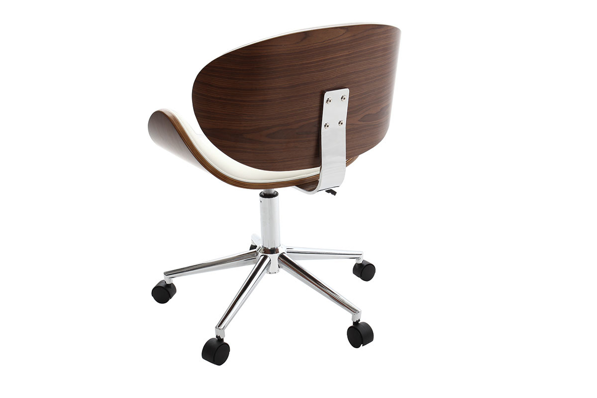 Sedia da ufficio design colore bianco e legno WALNUT