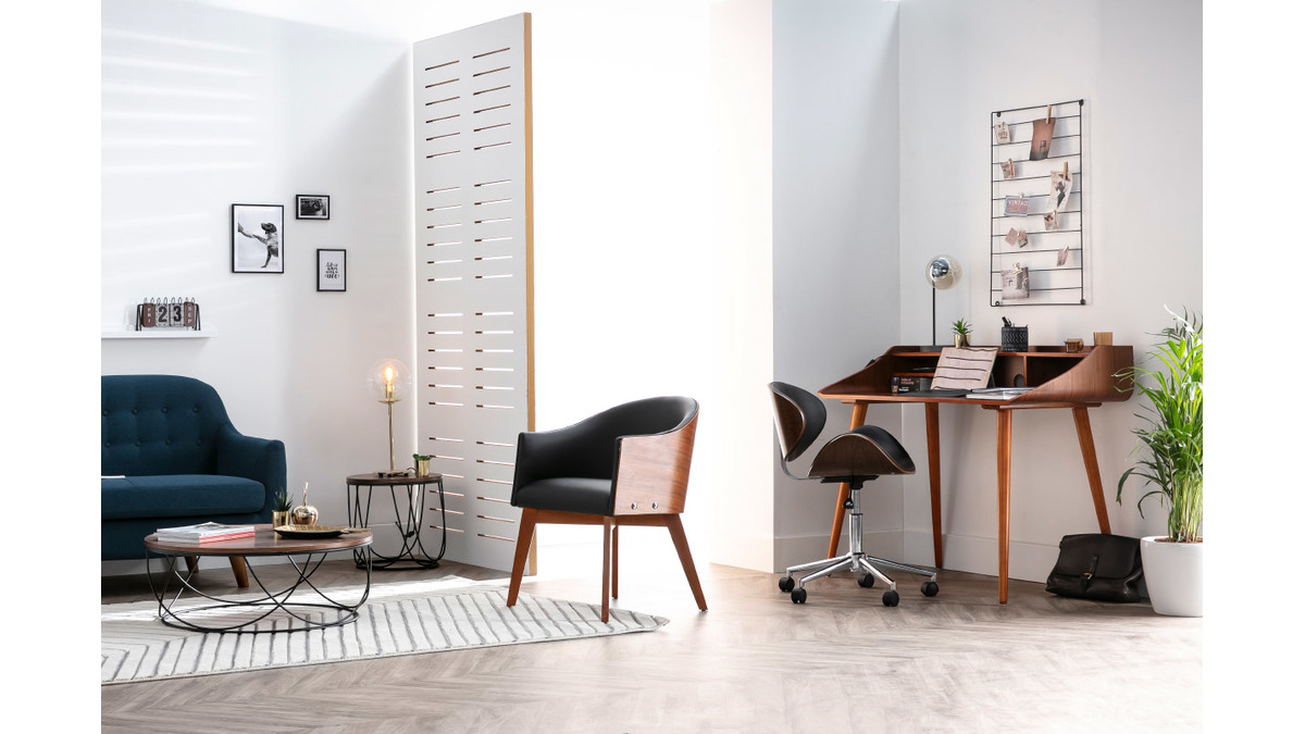 Sedia da ufficio design colore bianco e legno WALNUT