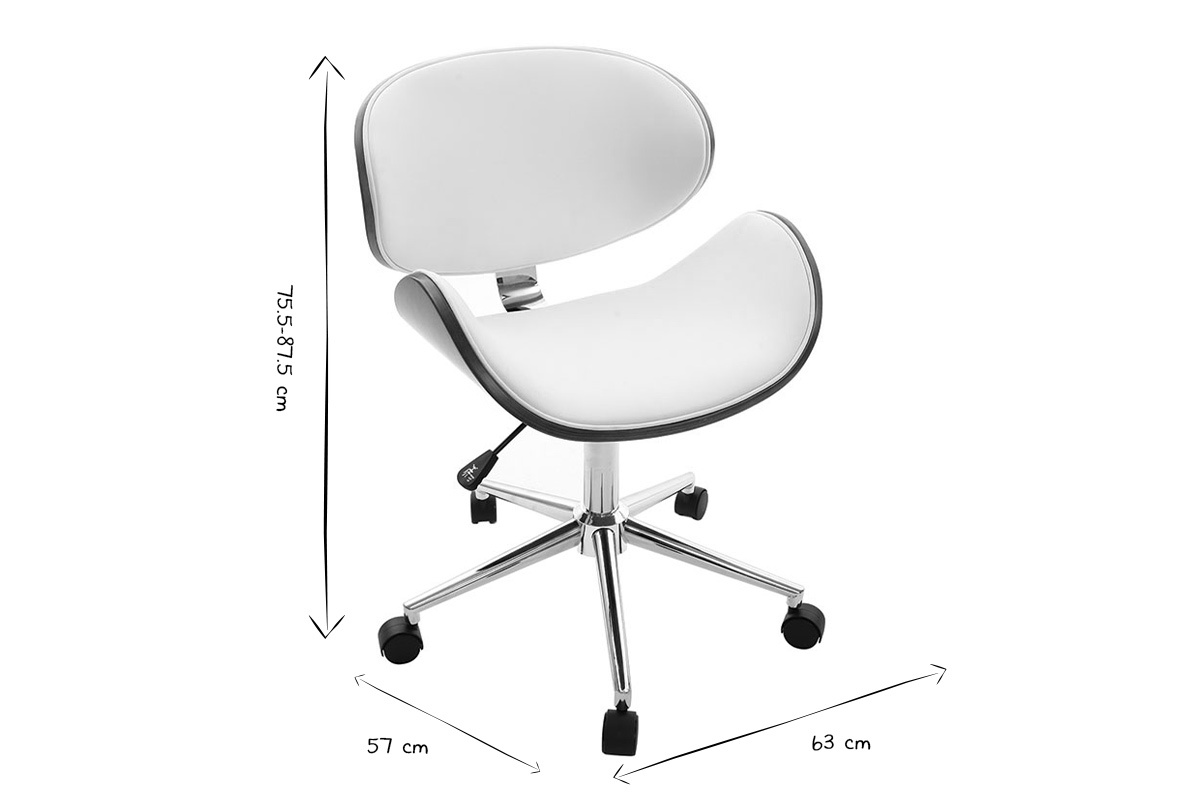 Sedia da ufficio design colore bianco e legno WALNUT