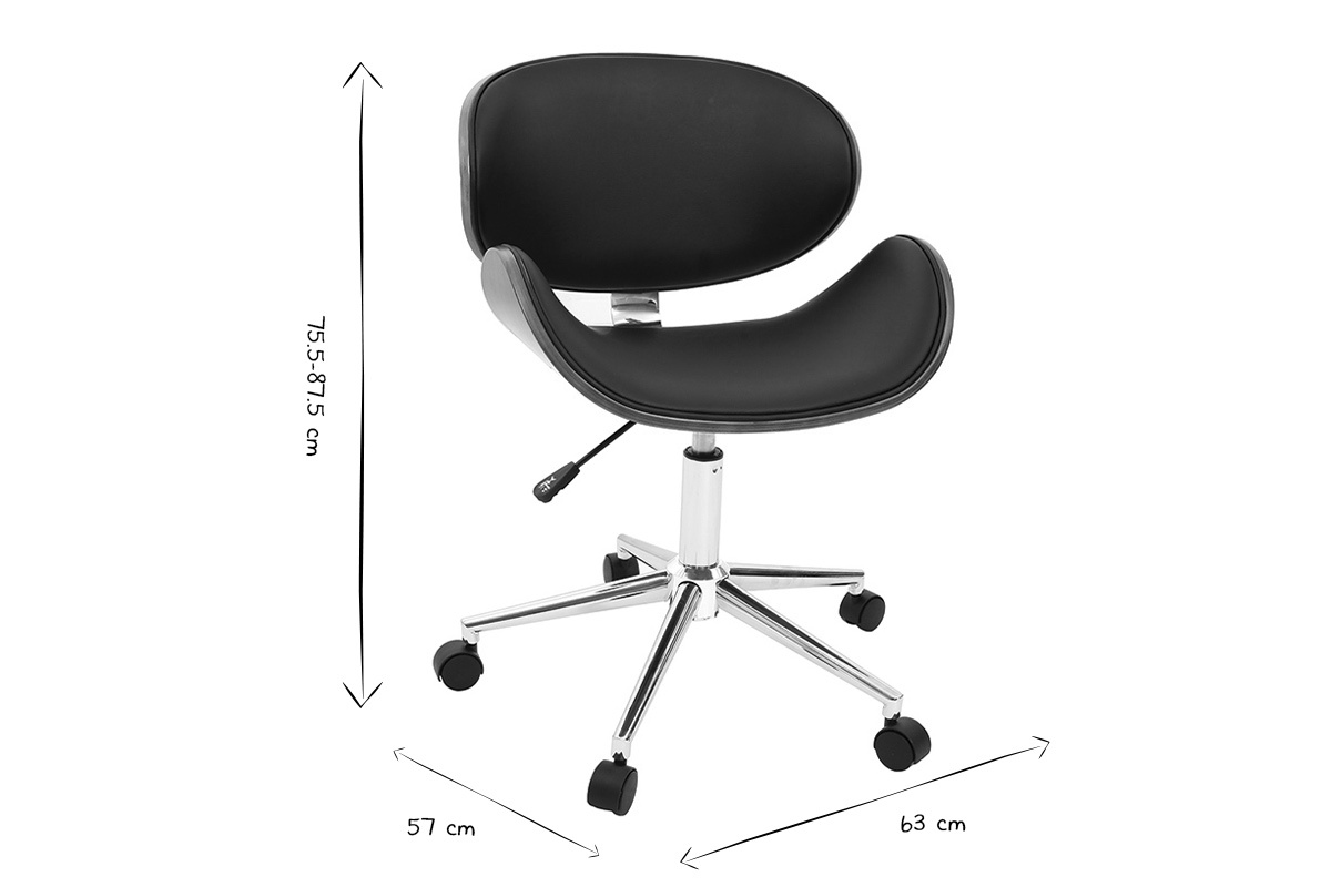 Sedia da ufficio design colore nero e legno WALNUT