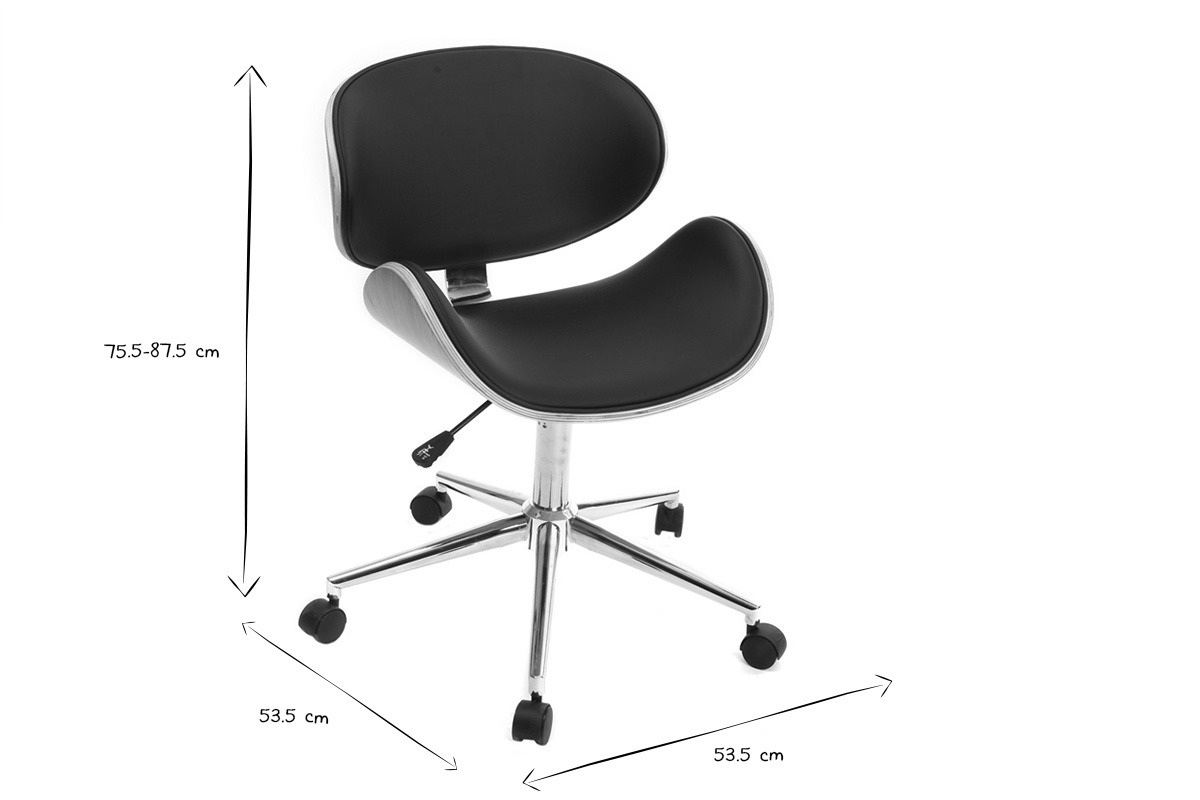 Sedia da ufficio design colore nero e legno WALNUT